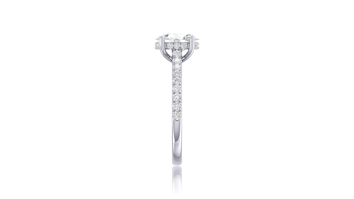 925 Silver Oval Diamond Engagement Ring