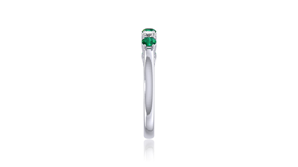 925 Silver Green Emerald Sapphire and Diamond Band Ring