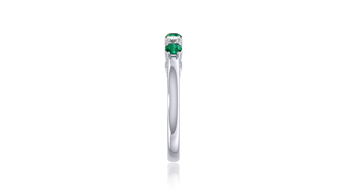 925 Silver Green Emerald Sapphire and Diamond Band Ring