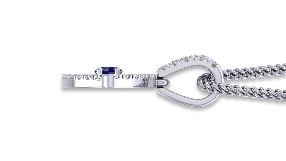 925 Silver Blue Center Diamond Eye Pendant