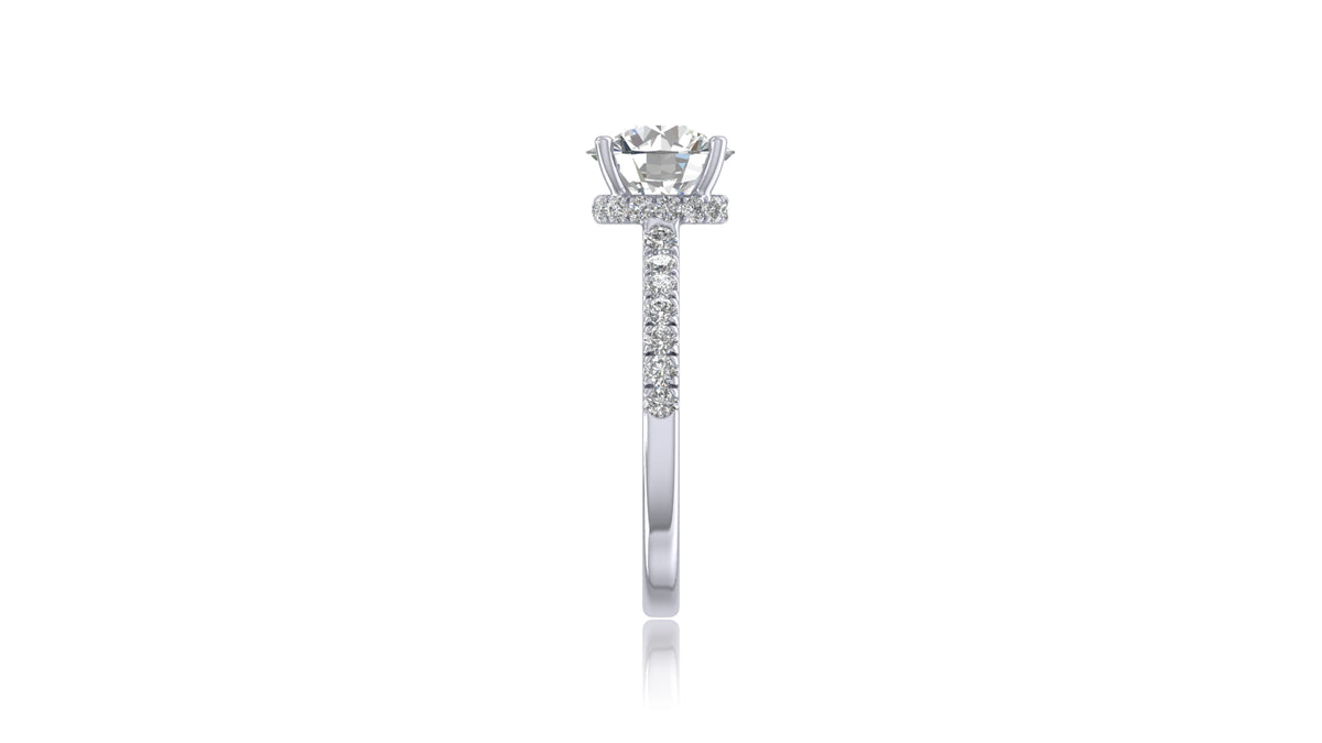 14K White Gold Round Diamond Halo Engagement Ring