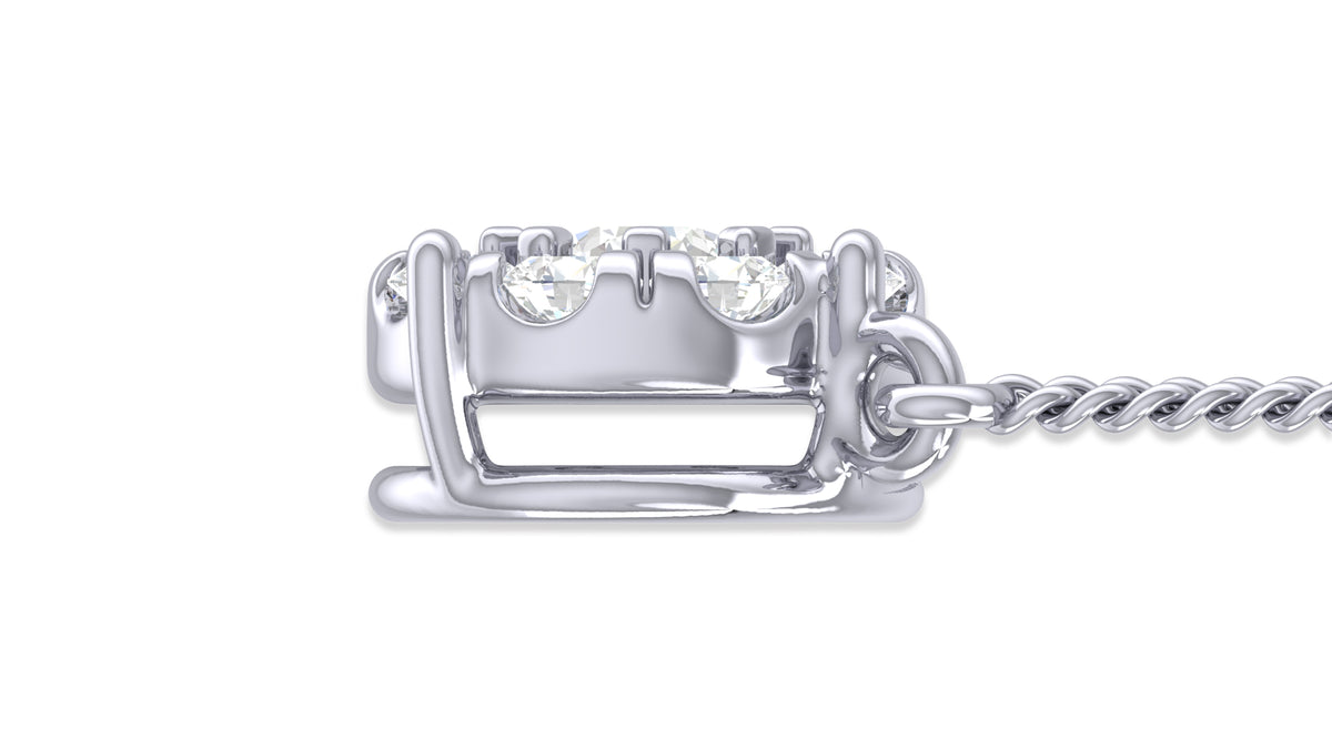 14K White Gold Round Halo Diamond Pendant