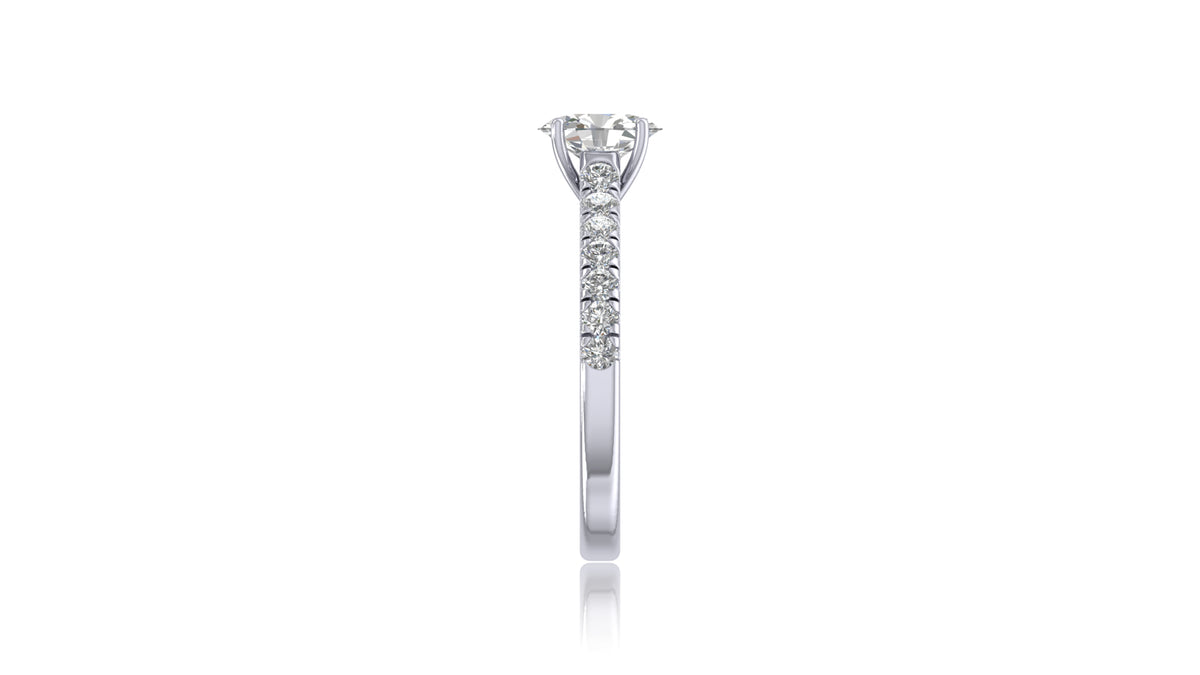 14K White Gold Oval Diamond Solitaire Engagement Ring