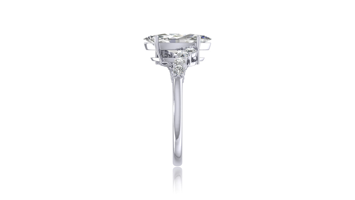 Marquise Diamond Halo Engagement Ring in Silver 925
