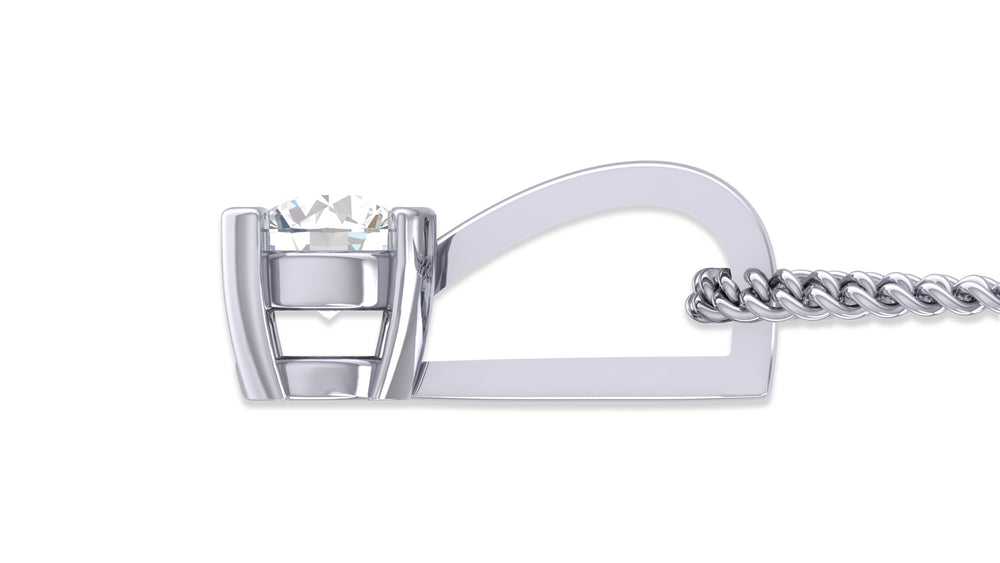 925 Silver Round Diamond Solitaire Pendant