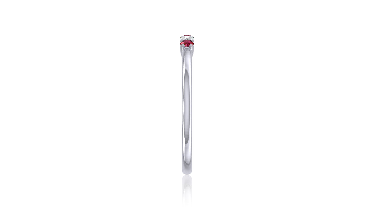 14K White Gold Ruby and Diamond Band Ring
