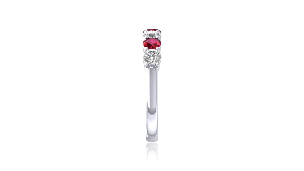 14K White Gold Ruby and Diamond Band Ring