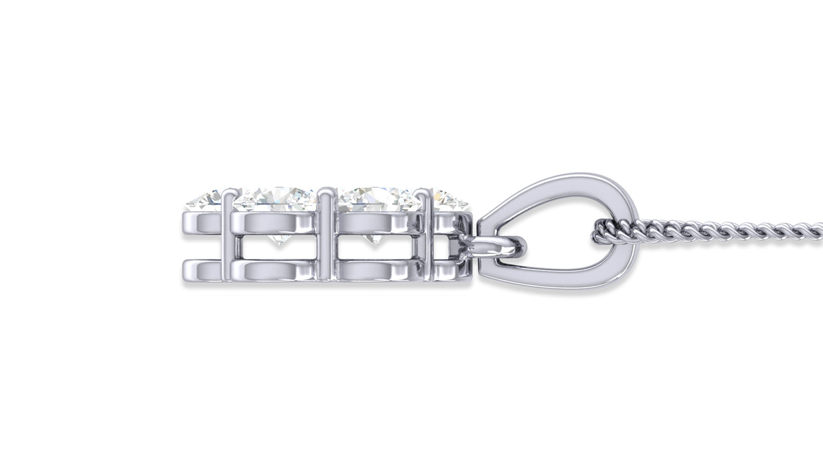 14K White Gold Round Diamond Flower Pendant