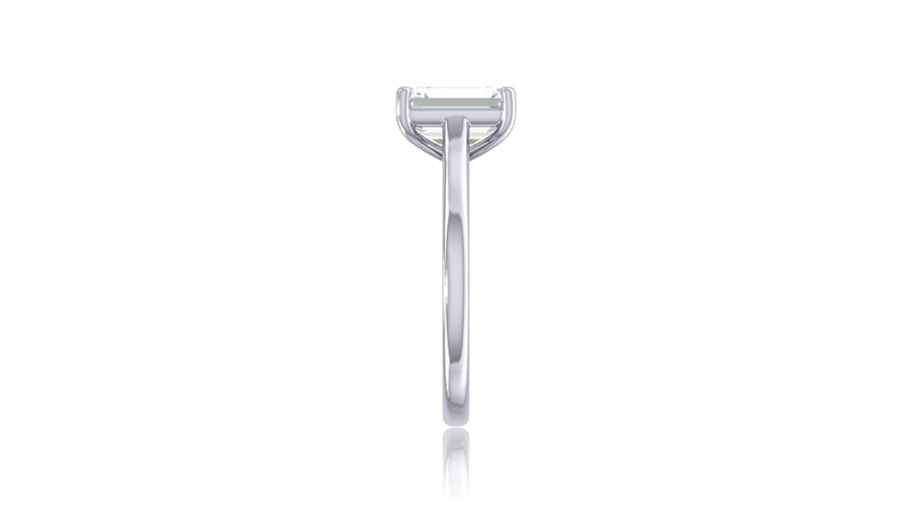 14K White Gold Emerald Cut Diamond Solitaire Ring