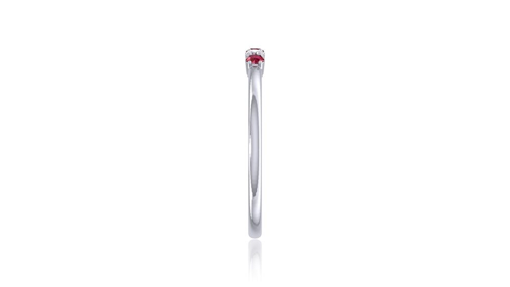 925 Silver Ruby and Diamond Band Ring