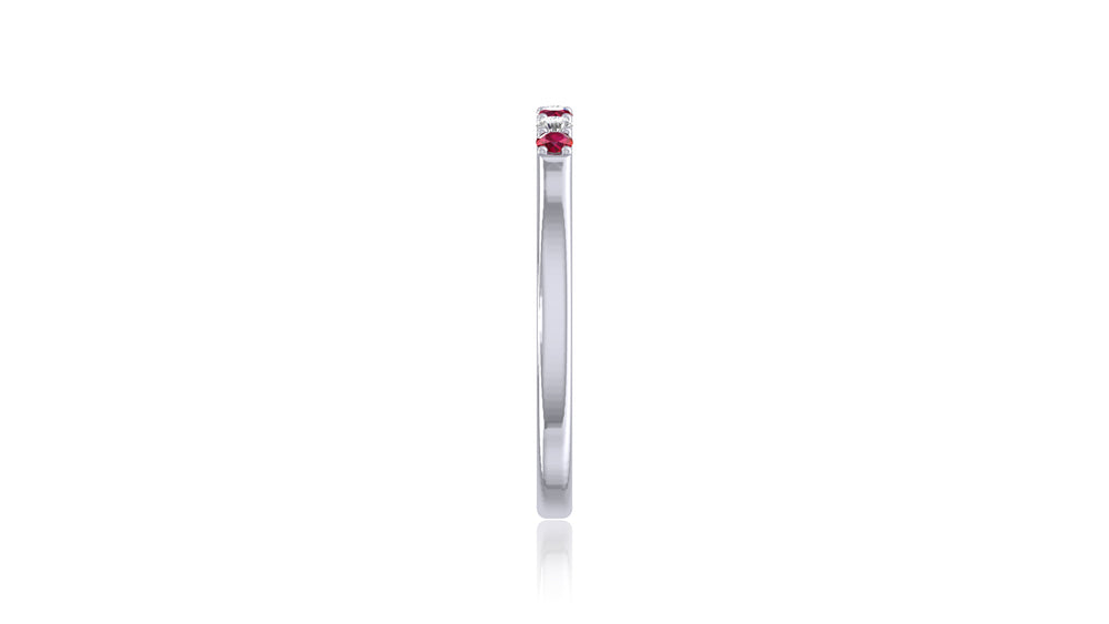 14K White Gold Ruby and Diamond Band Ring