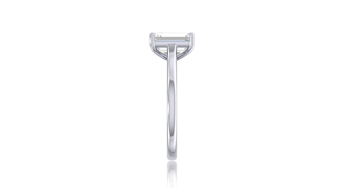 925 Silver Emerald Cut Diamond Solitaire Ring