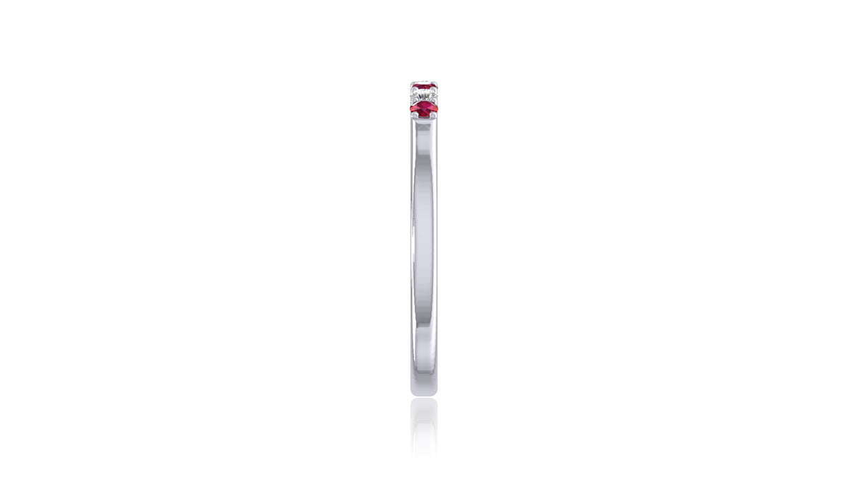 925 Silver Ruby and Diamond Band Ring