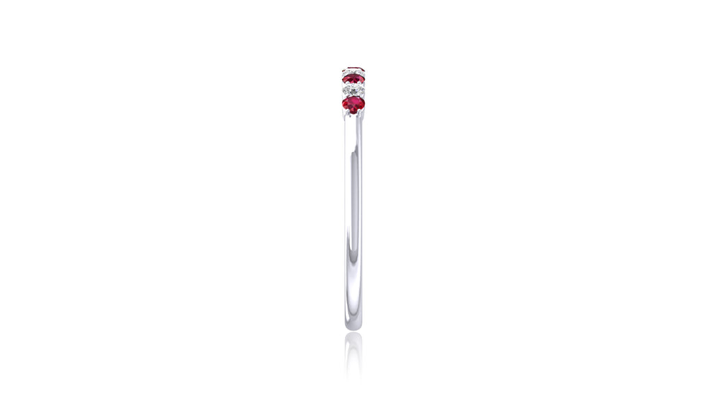 14K White Gold Ruby and Diamond Band Ring