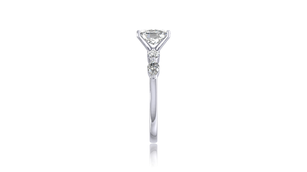 925 Silver Cushion Cut Diamond Engagement Ring