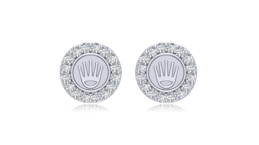 Silver 925 With Diamond Crown Stud Earrings