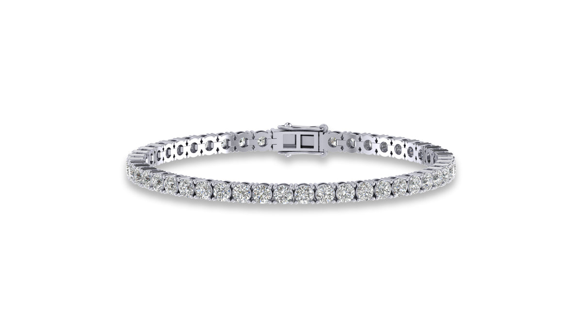 14K White Gold Round Diamond Tennis Bracelet