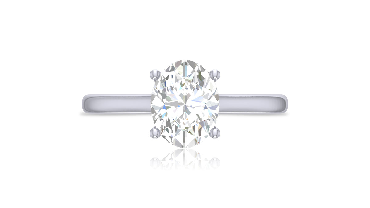 14K White Gold Oval Diamond Engagement Ring