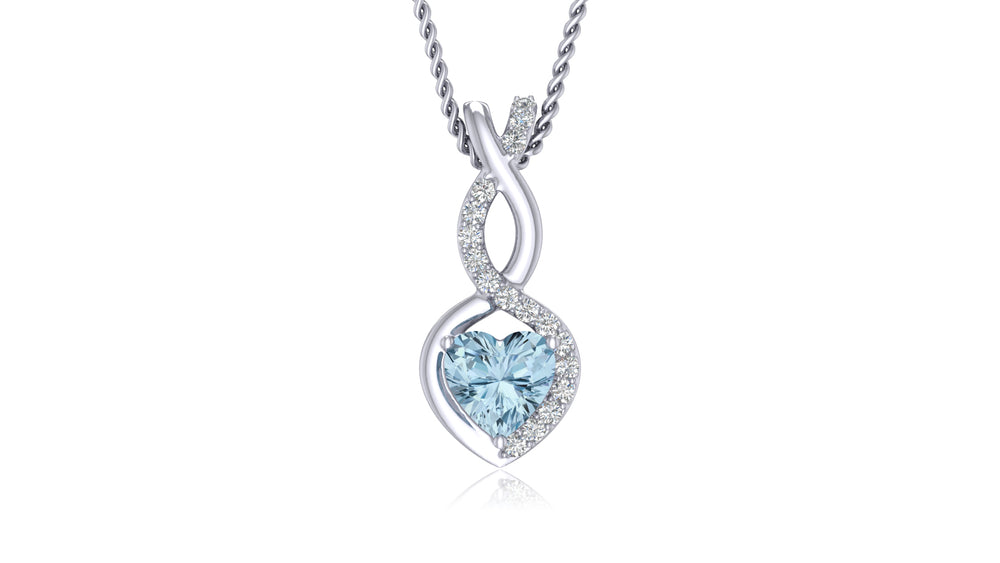 925 Silver Blue Heart Diamond Pendant