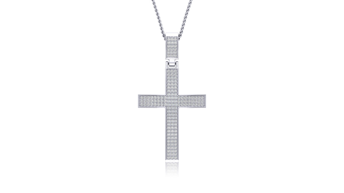 925 Silver Round Diamond Cross Pendant