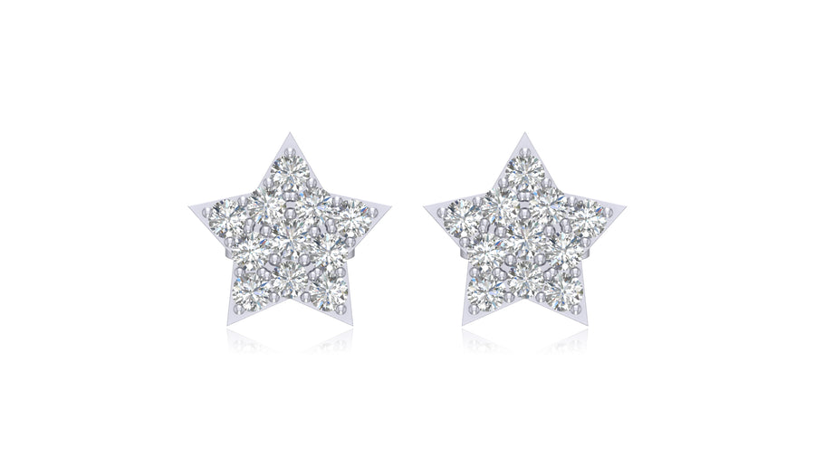 925 Silver Star Diamond Stud Earrings