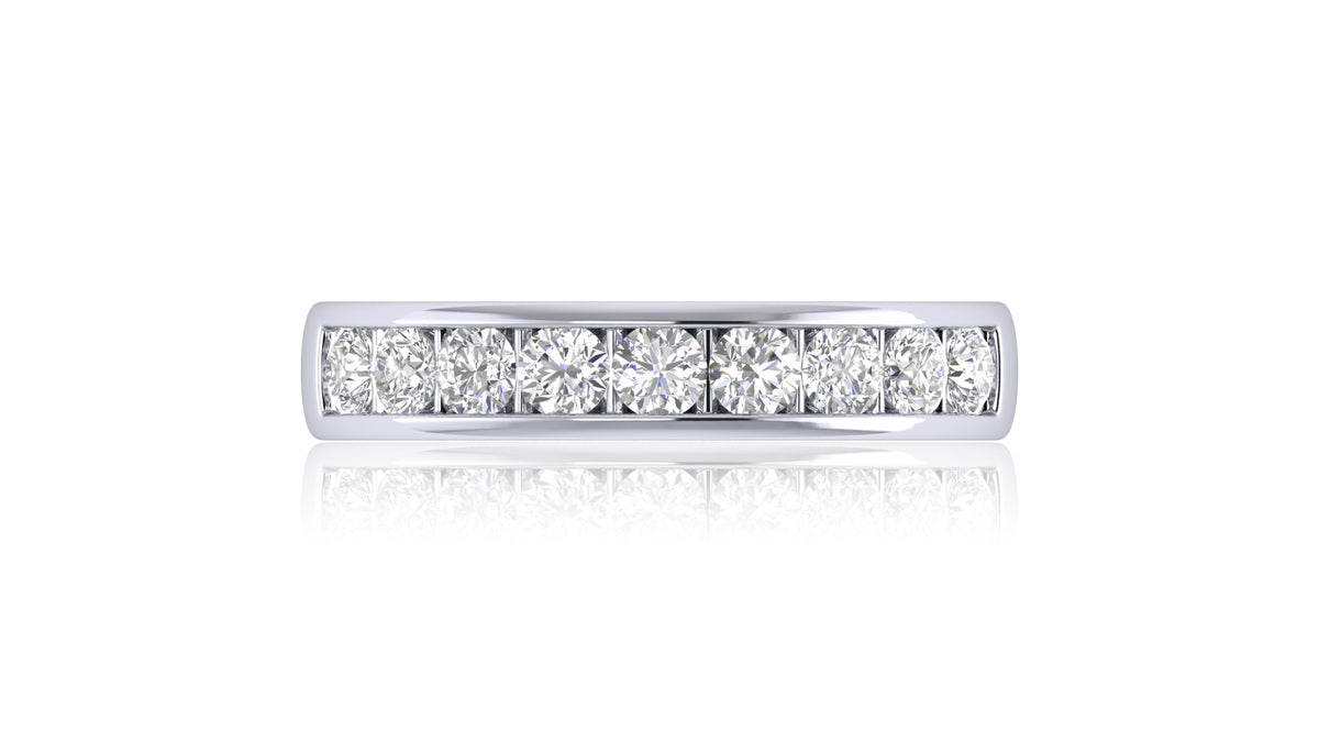 925 Silver Round Diamond Channel Band Ring