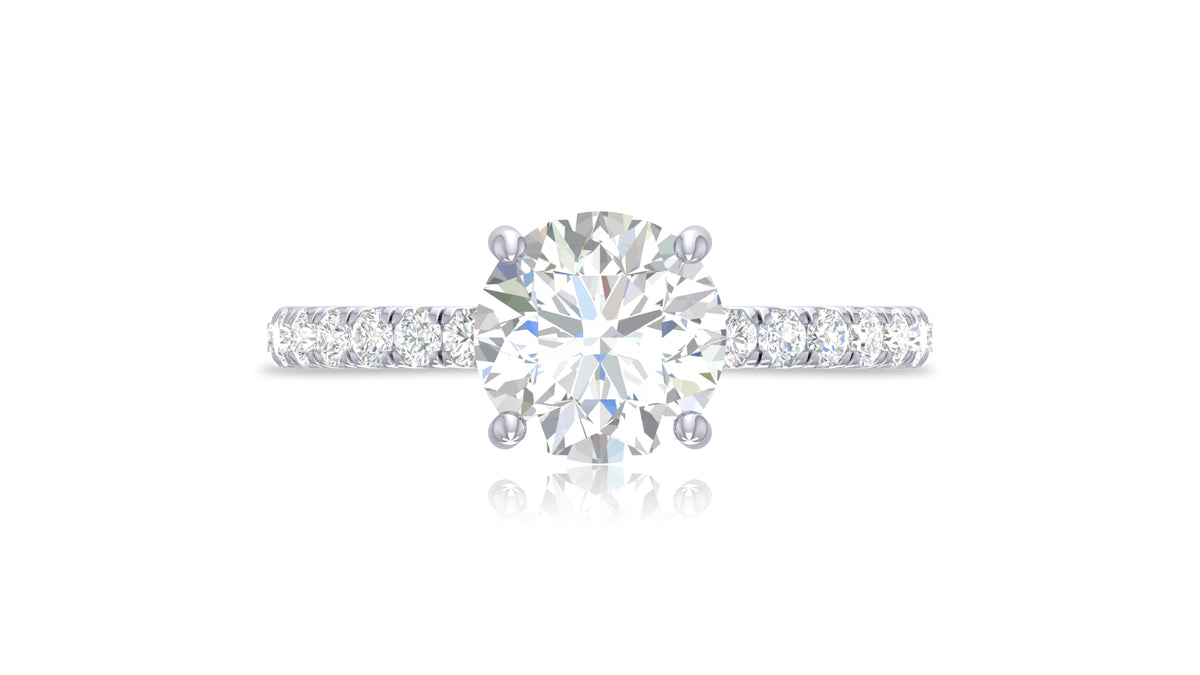 14K White Gold Round Diamond Engagement Ring