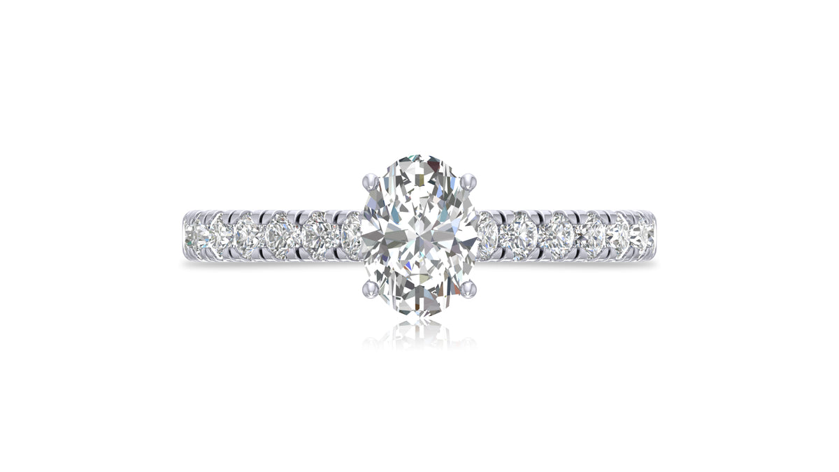 Silver 925 Oval-Cut Diamond Halo Engagement Ring