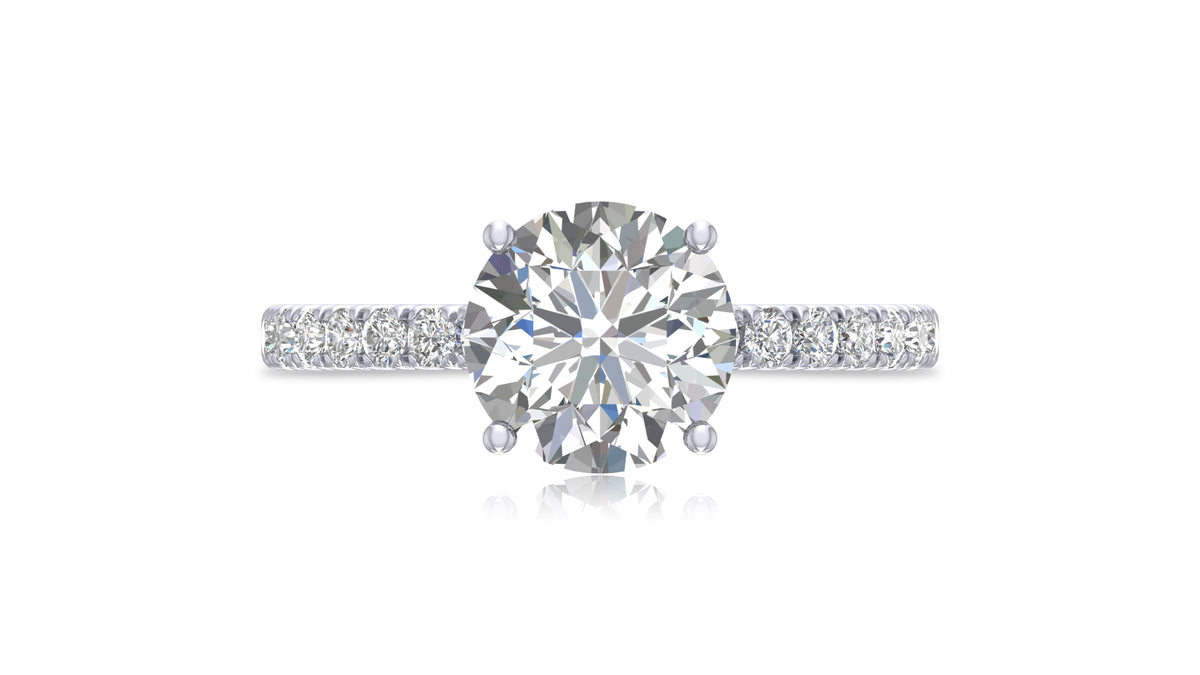 Round Diamond Halo Engagement Ring in Silver 925