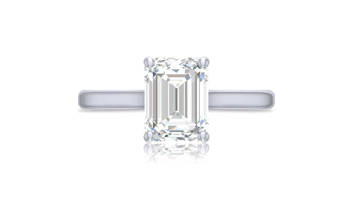 14K White Gold Emerald Cut Diamond Solitaire Ring