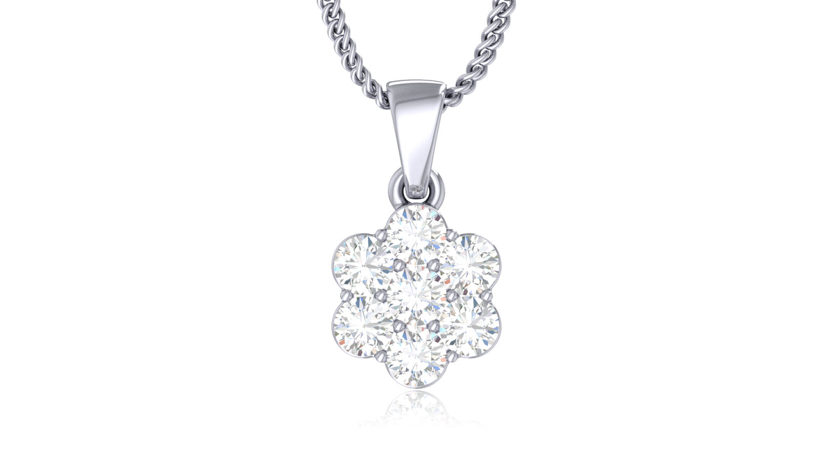 925 Silver Round Diamond Flower Pendant