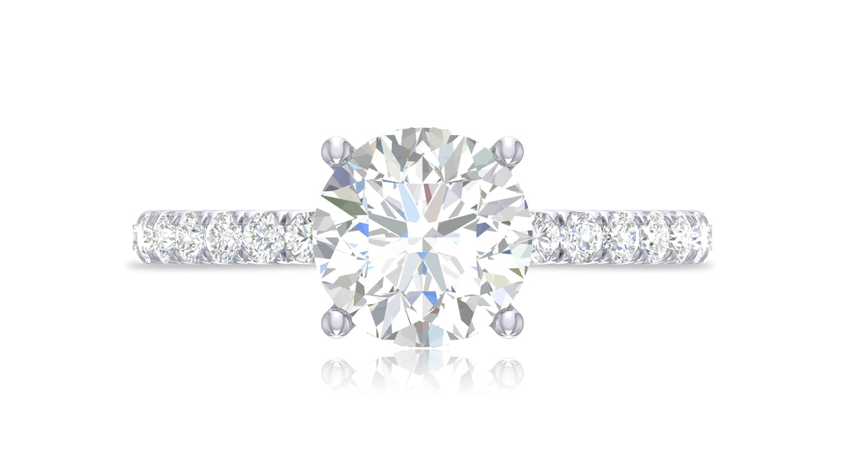 14K White Gold Round Diamond Engagement Ring