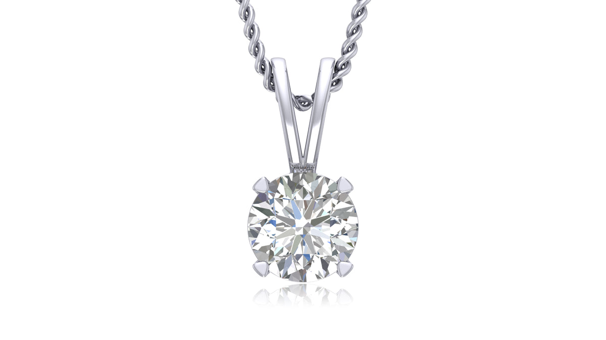 925 Silver Round Diamond Solitaire Pendant