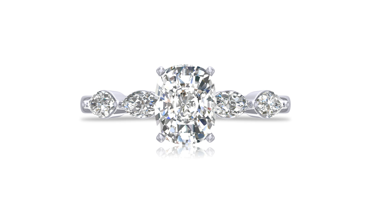 925 Silver Cushion Cut Diamond Engagement Ring