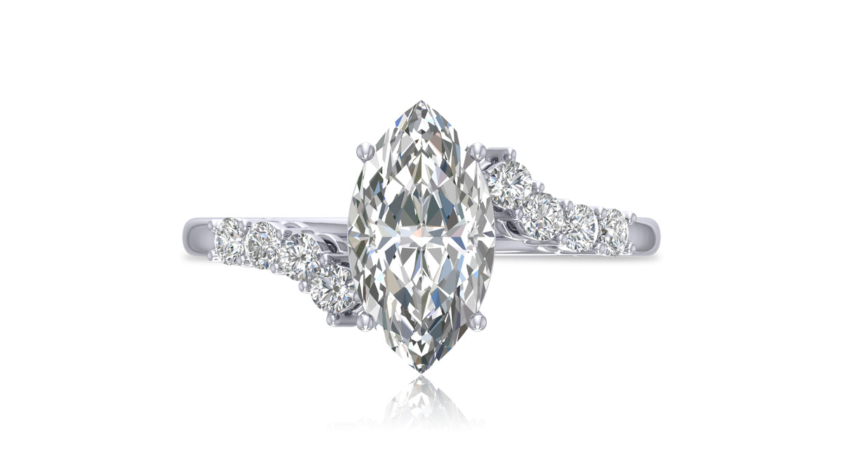 925 Silver Marquise Diamond Engagement Ring