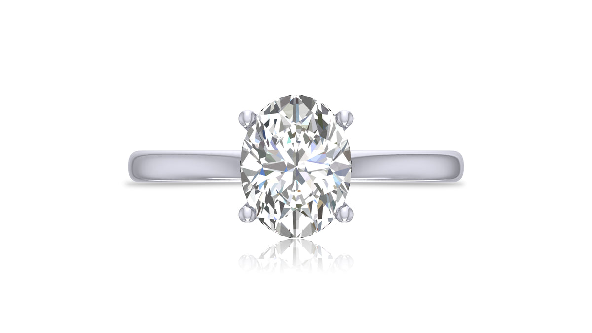 925 Silver Oval Diamond Solitaire Engagement Ring