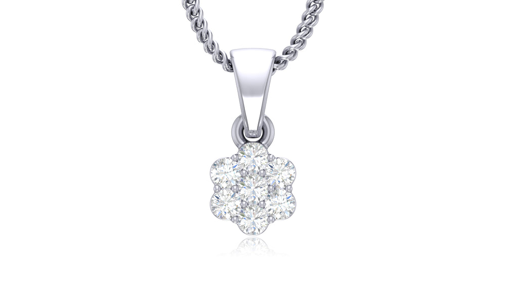925 Silver Round Diamond Flower Pendant