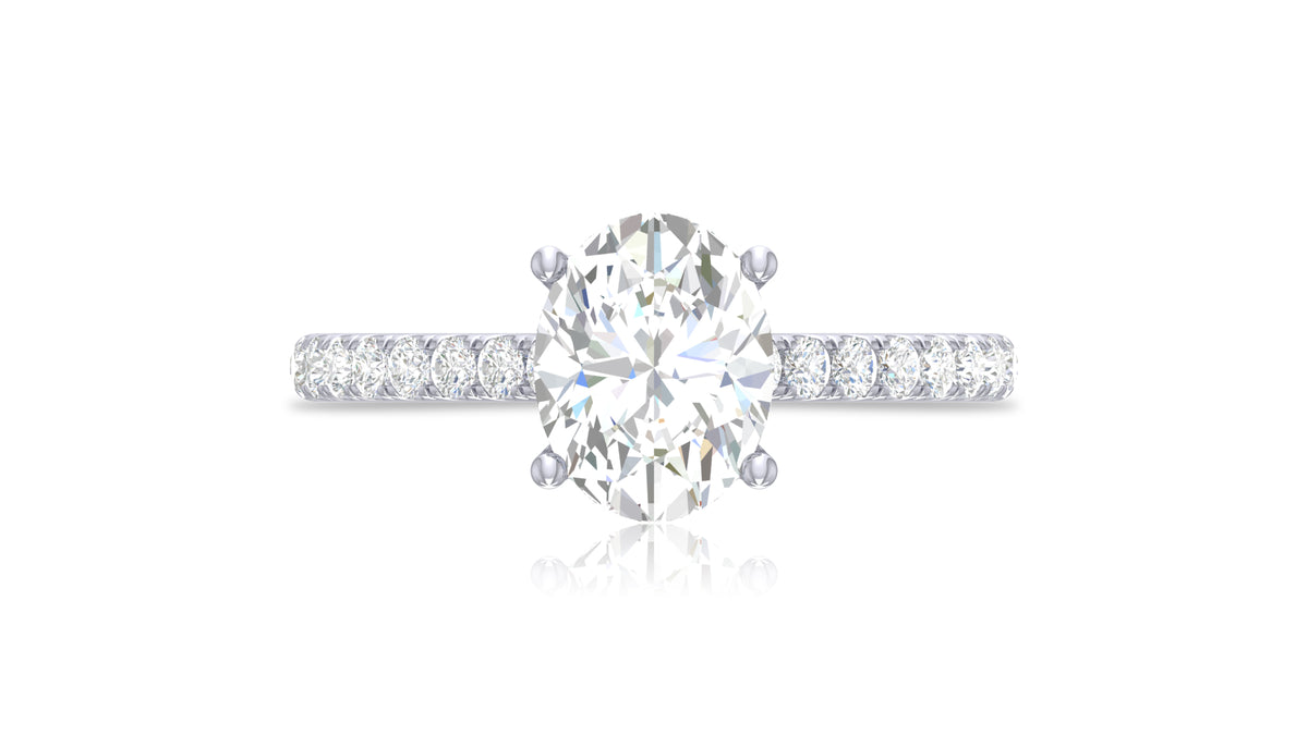 925 Silver Oval Diamond Engagement Ring