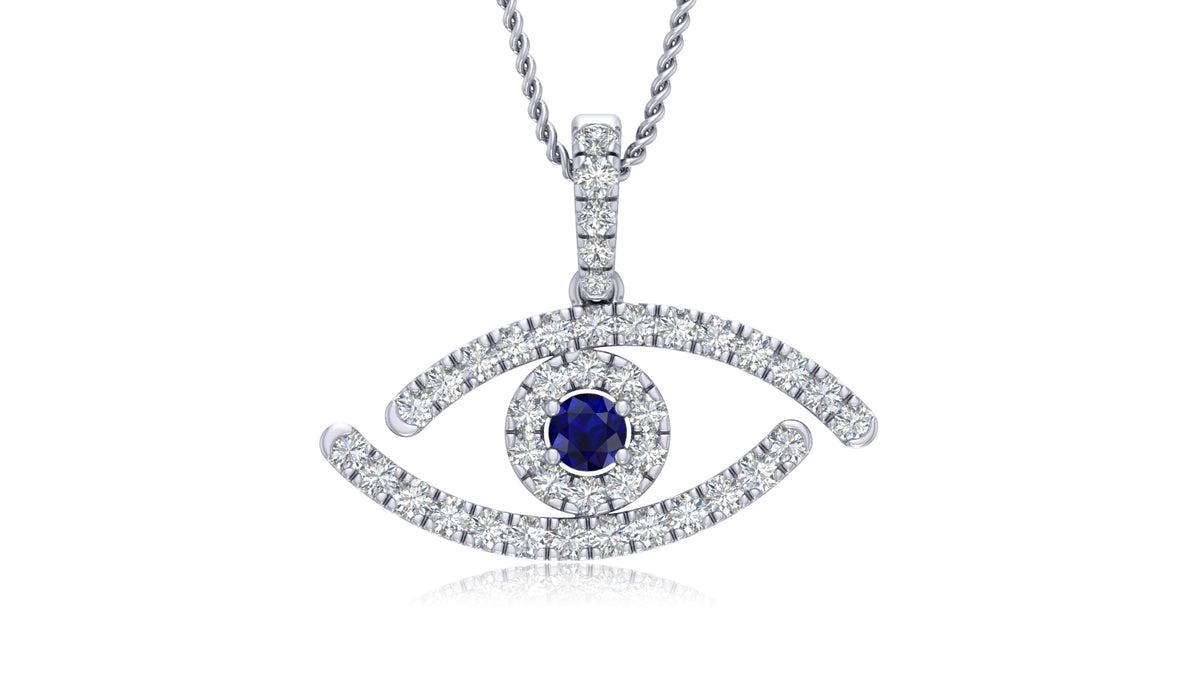 925 Silver Blue Center Diamond Eye Pendant
