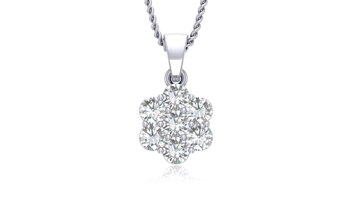 925 Silver Round Diamond Flower Pendant