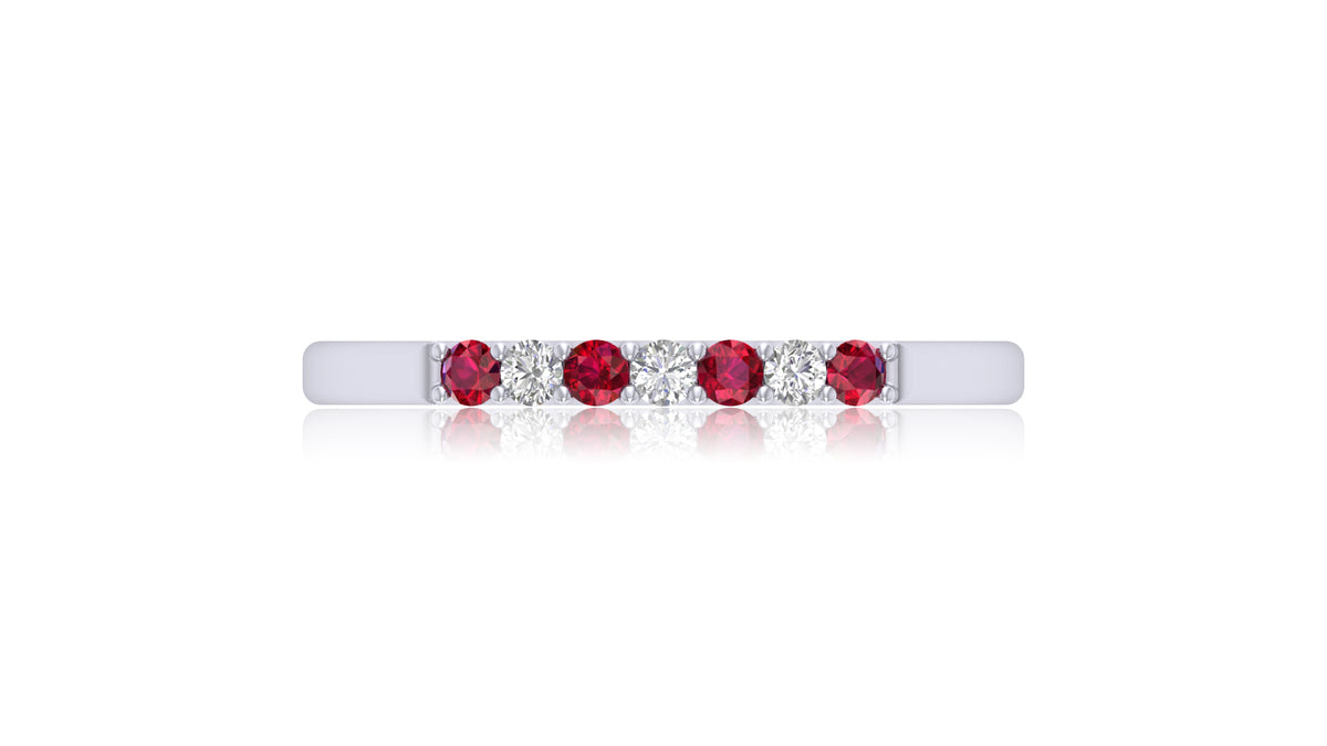 925 Silver Ruby and Diamond Band Ring
