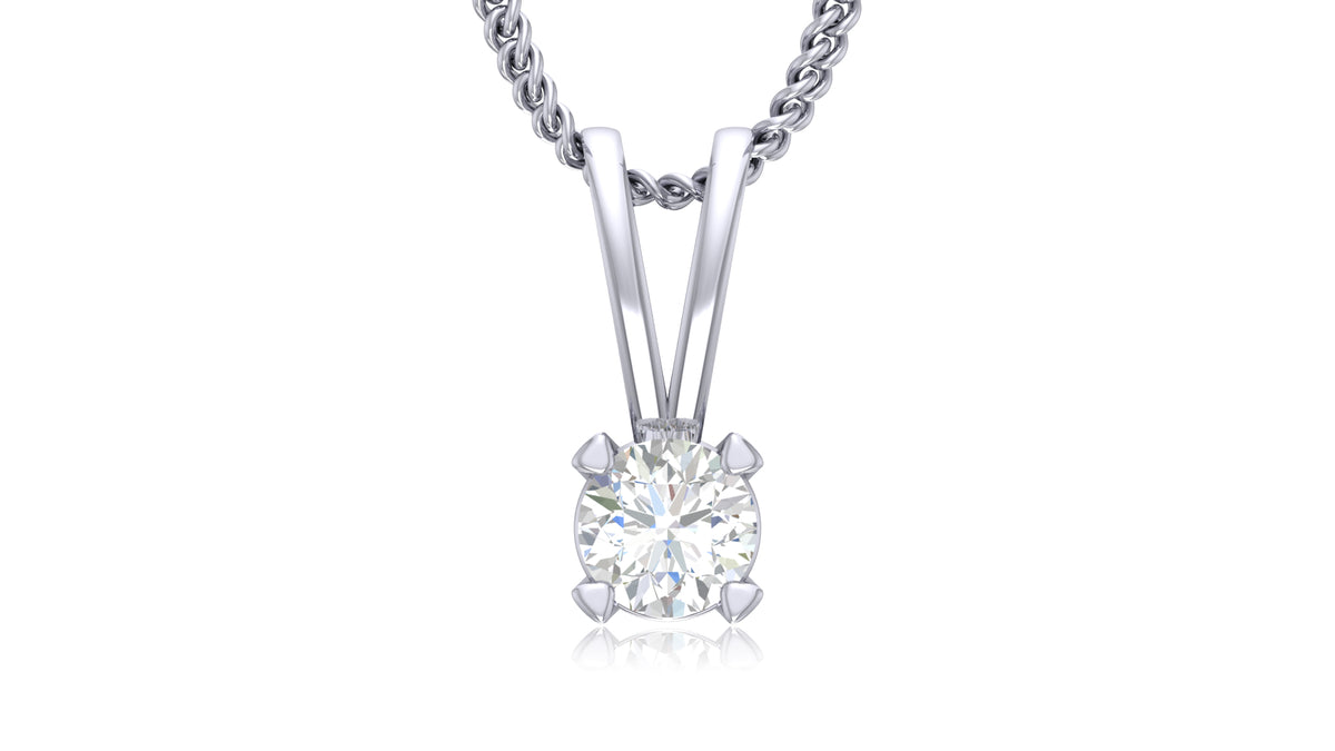 925 Silver Round Diamond Solitaire Pendant