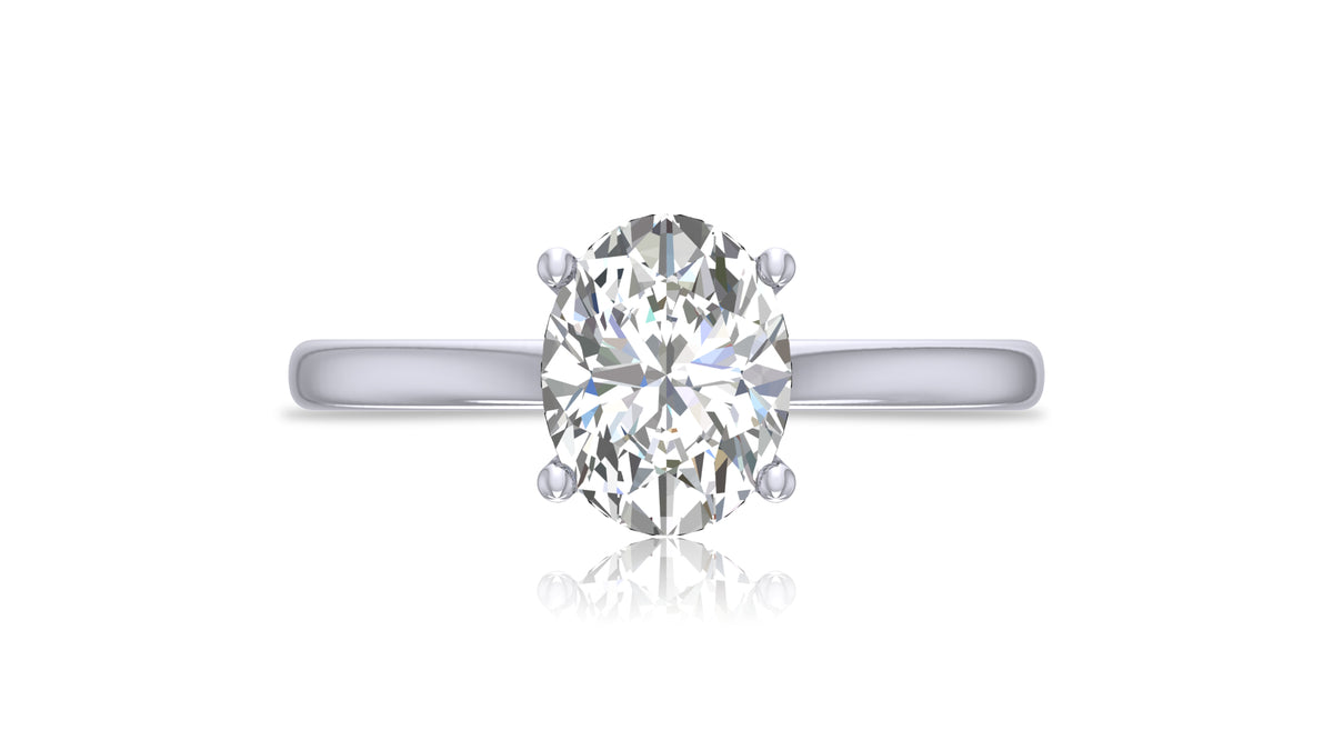 925 Silver Oval Diamond Solitaire Engagement Ring