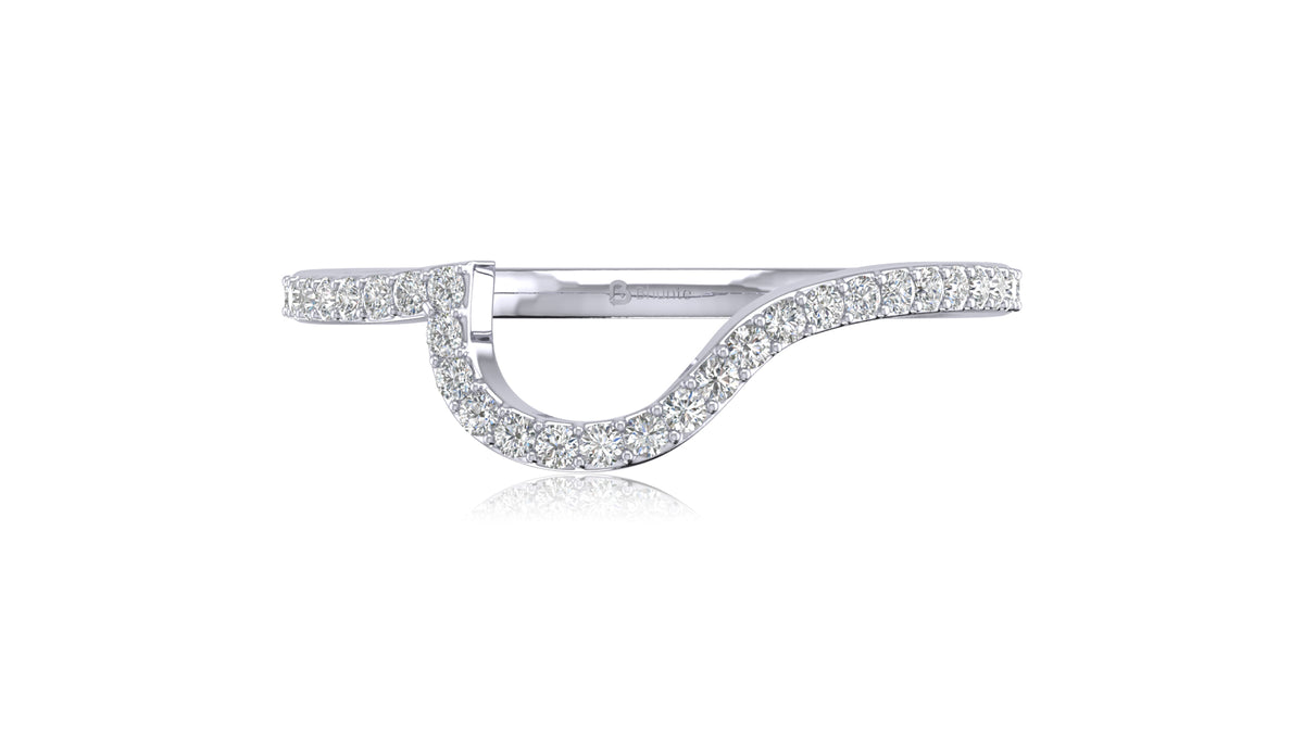 14K White Gold Curved Diamond Band Ring