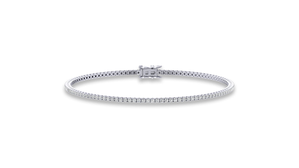 14K White Gold Round Diamond Tennis Bracelet