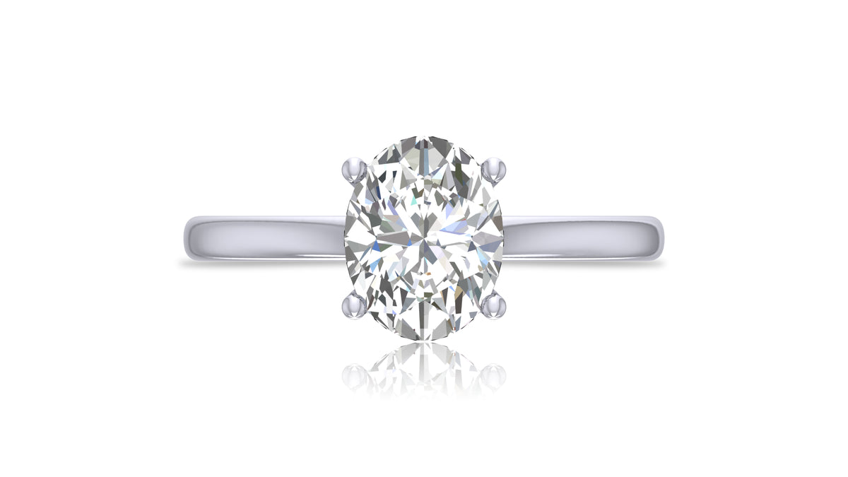 925 Silver Oval Diamond Solitaire Engagement Ring