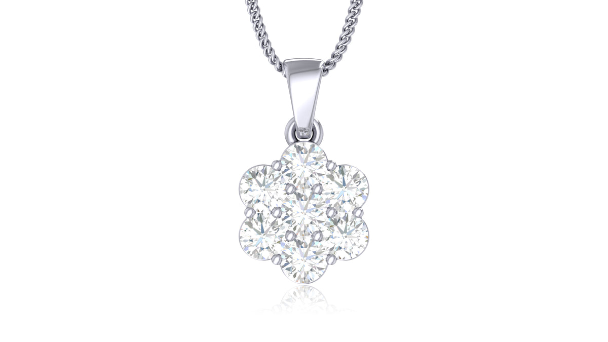 925 Silver Round Diamond Flower Pendant
