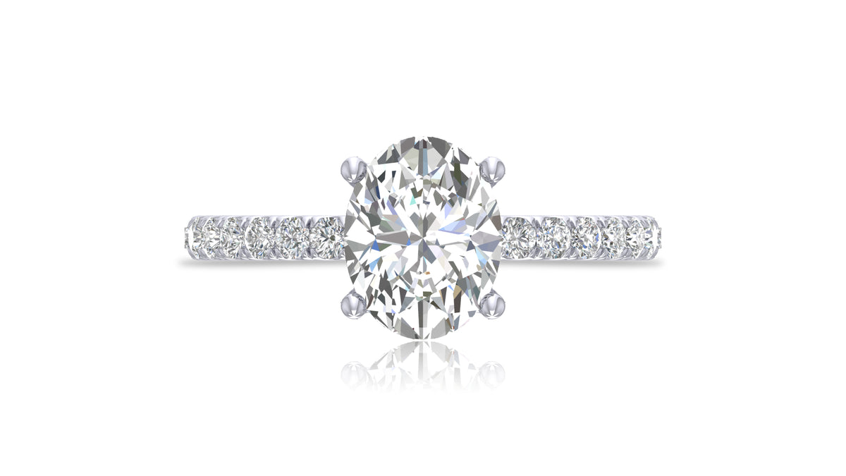 925 Silver Oval Diamond Engagement Ring