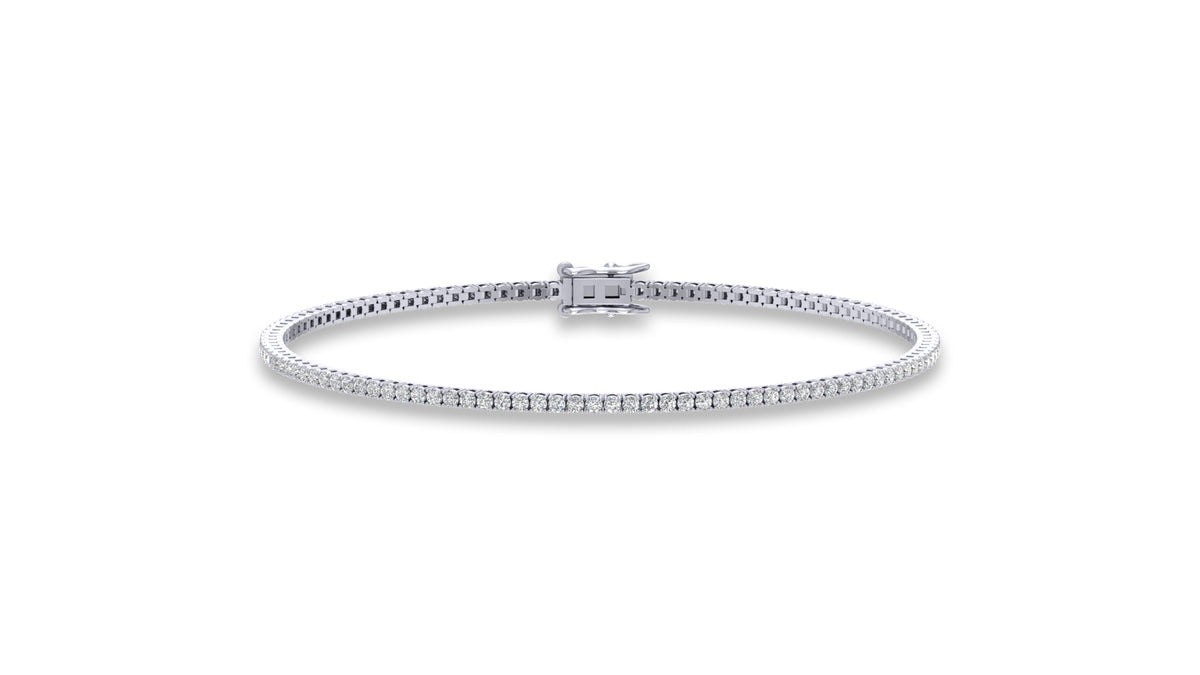 14K White Gold Round Diamond Tennis Bracelet