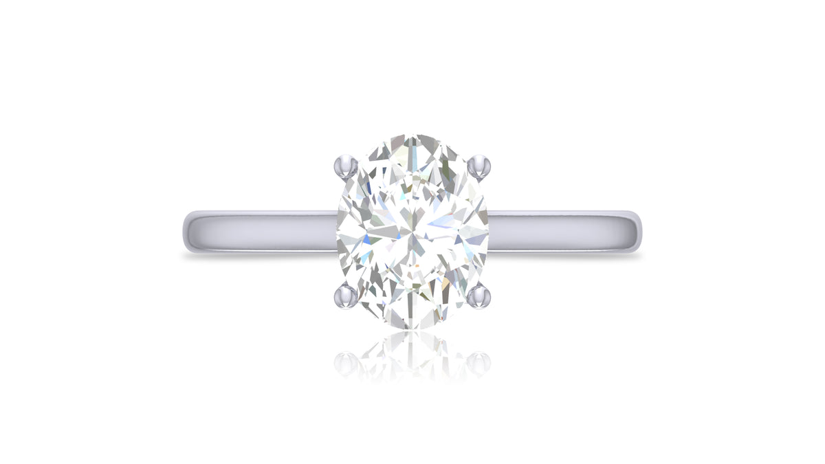 925 Silver Oval Diamond Engagement Ring